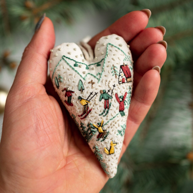 DIY Ornament for Christmas in the shape of a heart