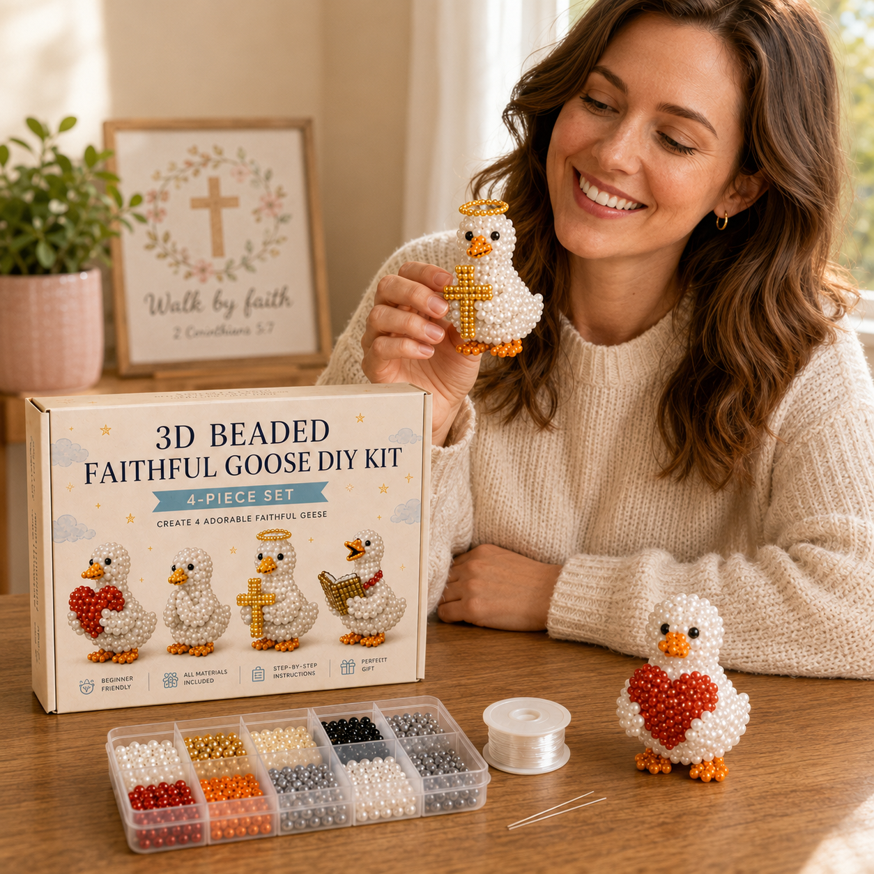 3D Beaded Faithful Goose DIY Craft Set (4-Piece Set)