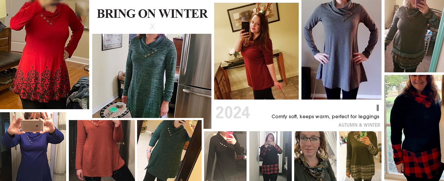 cowl neck tunic tops