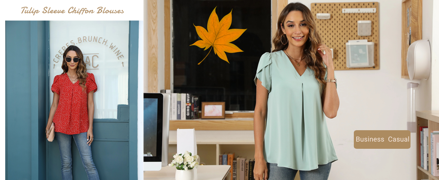 Women&amp;#39;s Blouses Casual V Neck Dressy Shirts