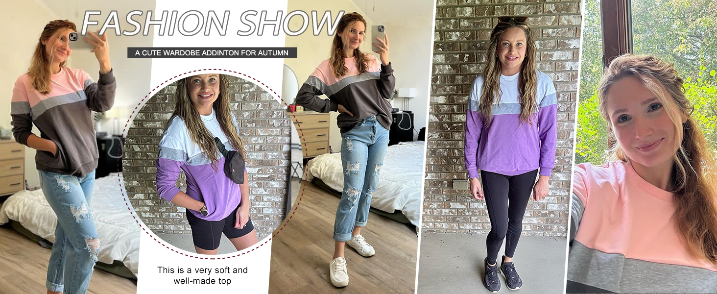 Women&amp;#39;s Casual Long Sleeve Color Block sweatshirts