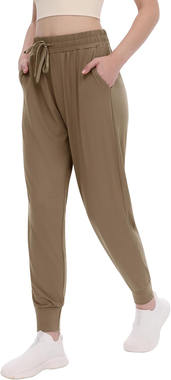 Women's Joggers with Pockets - High Waisted Sweatpants Tapered Leg Drawstring Lightweight Athletic Pants