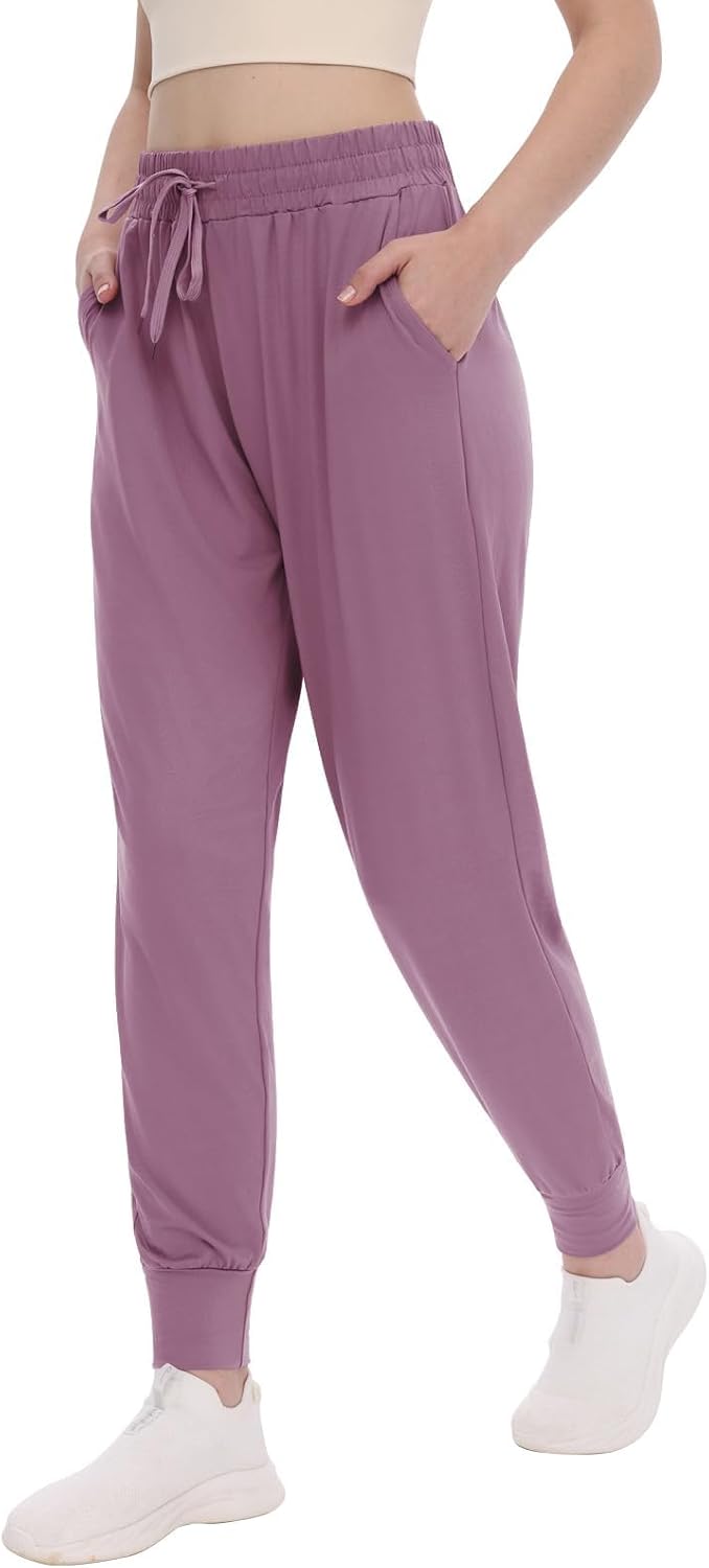 Women's Joggers with Pockets - High Waisted Sweatpants Tapered Leg Drawstring Lightweight Athletic Pants