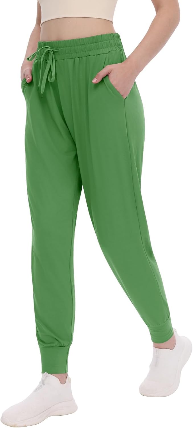 Women's Joggers with Pockets - High Waisted Sweatpants Tapered Leg Drawstring Lightweight Athletic Pants