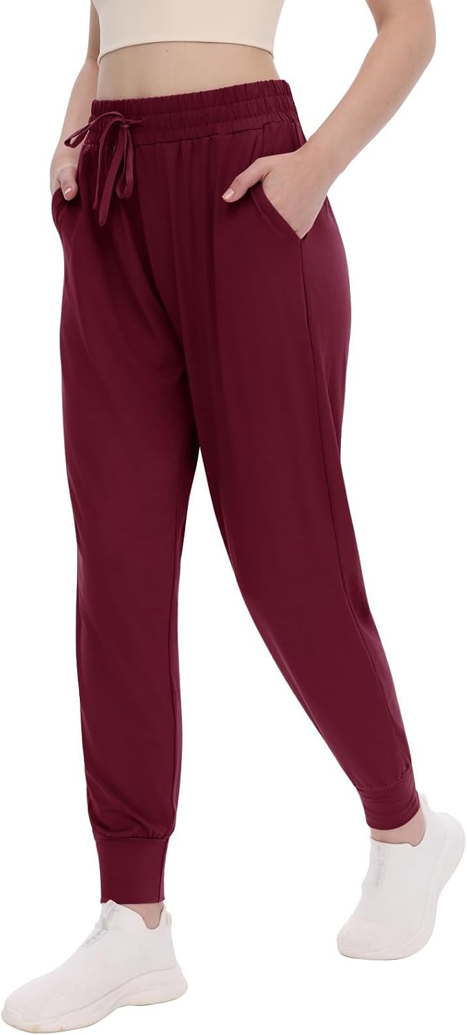 Women's Joggers with Pockets - High Waisted Sweatpants Tapered Leg Drawstring Lightweight Athletic Pants