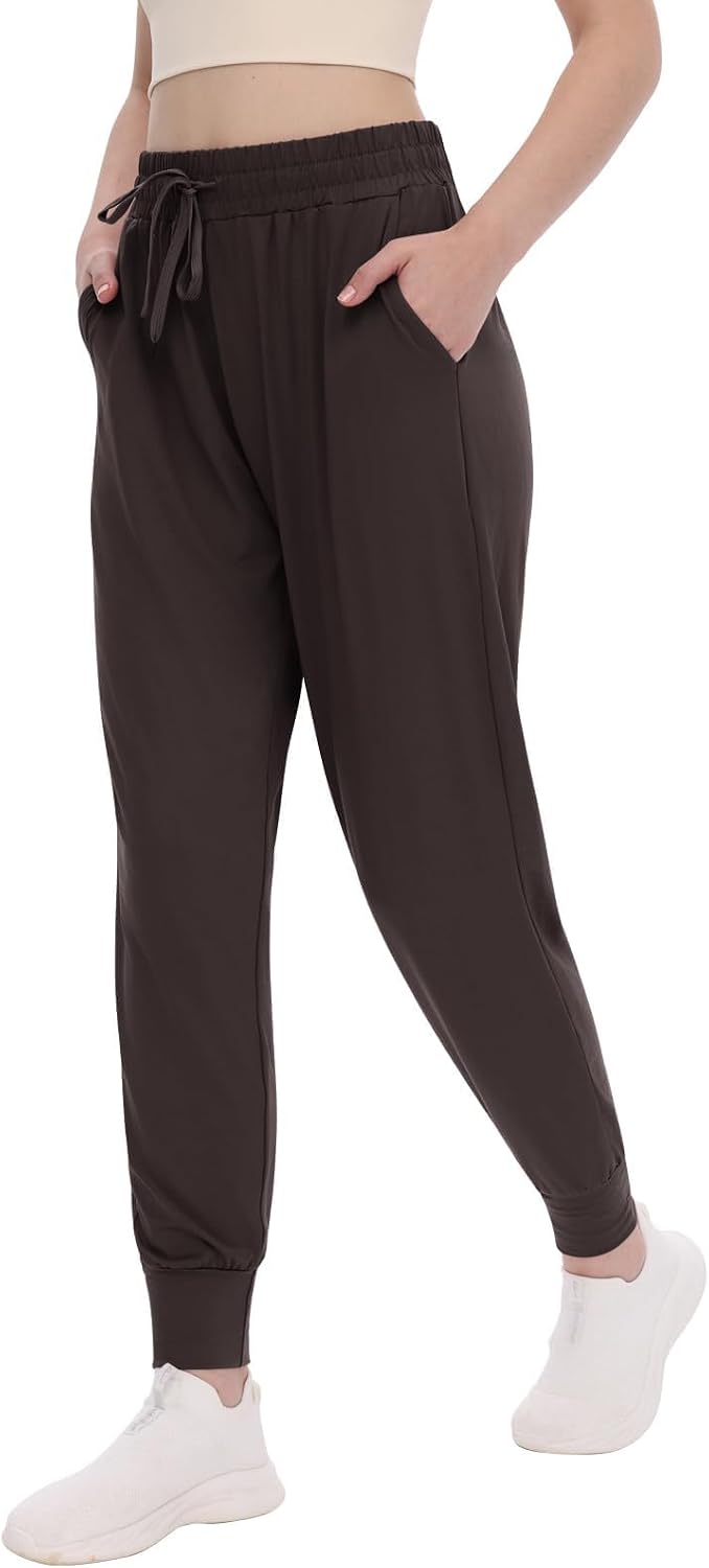 Women's Joggers with Pockets - High Waisted Sweatpants Tapered Leg Drawstring Lightweight Athletic Pants