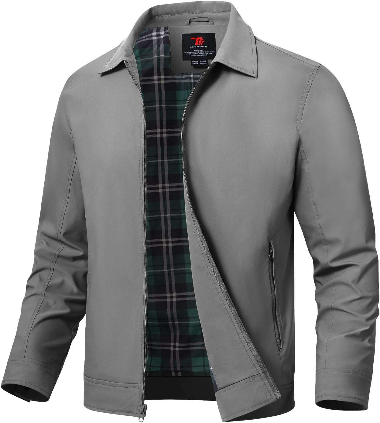 Mens Lightweight Jackets Light Windbreaker Full Zip Casual Work Jacket Golf Business Fall Track Coat with Pockets