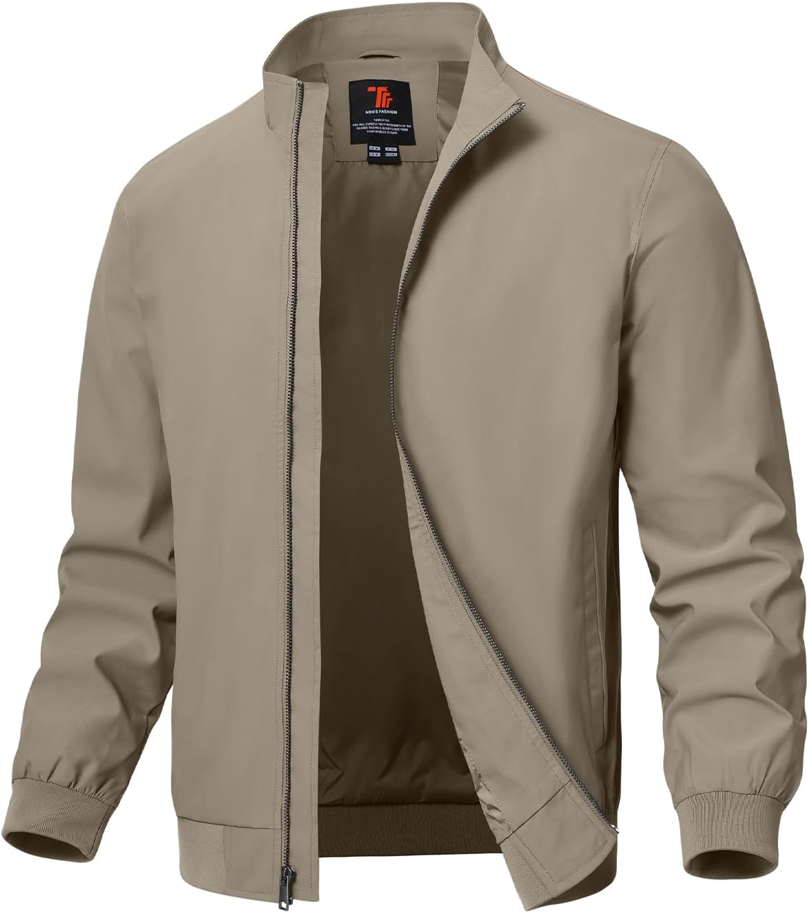 Mens Lightweight Jackets Light Windbreaker Full Zip Casual Work Jacket Golf Business Fall Track Coat with Pockets