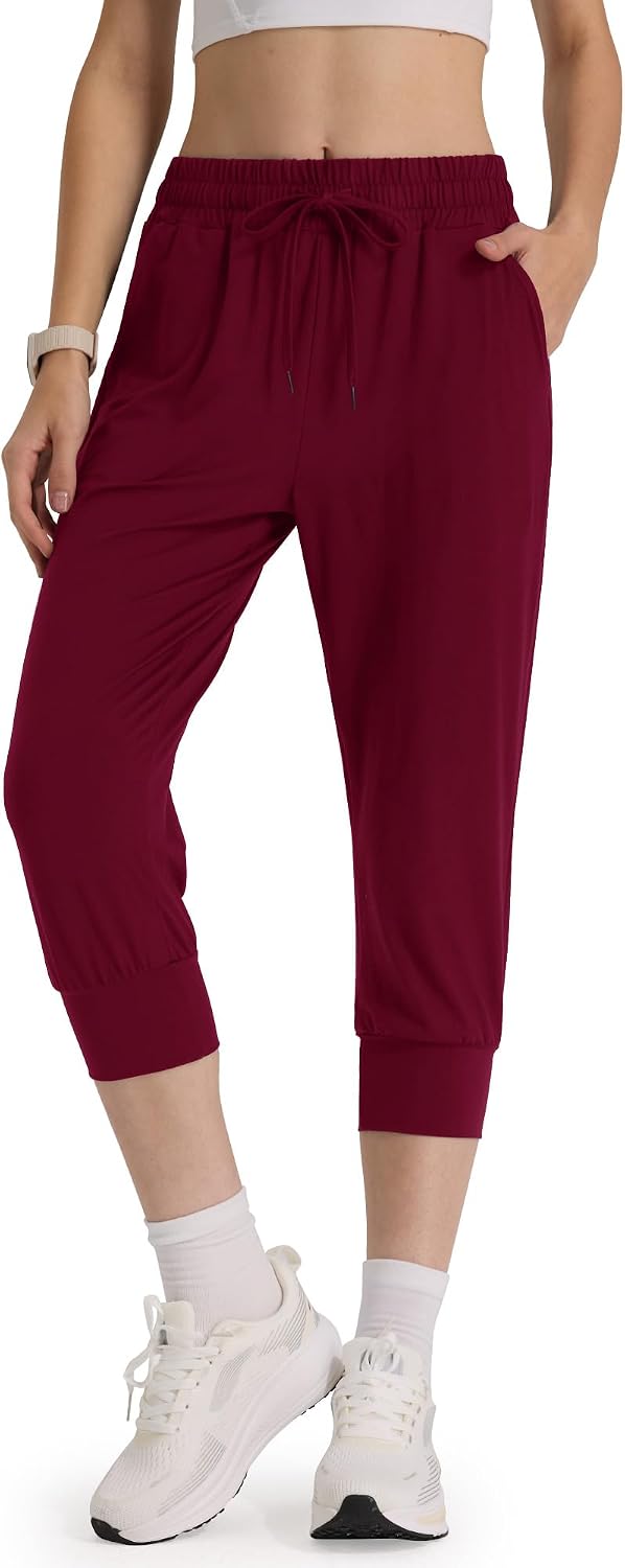 Women's Joggers with Pockets - High Waisted Sweatpants Tapered Leg Drawstring Lightweight Athletic Pants