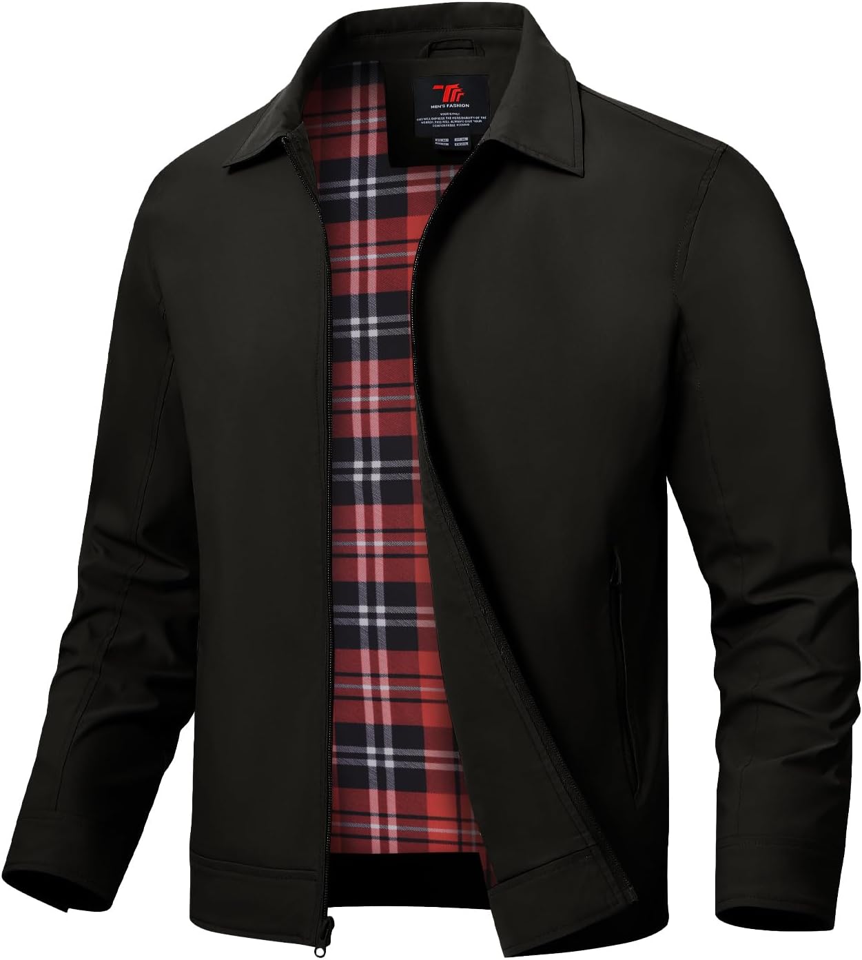 Mens Lightweight Jackets Light Windbreaker Full Zip Casual Work Jacket Golf Business Fall Track Coat with Pockets
