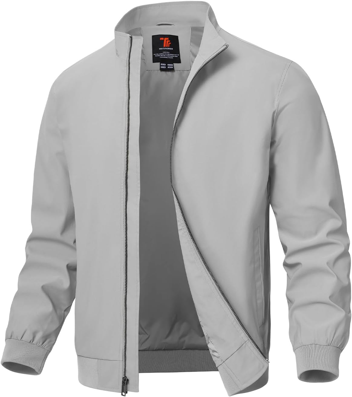 Mens Lightweight Jackets Light Windbreaker Full Zip Casual Work Jacket Golf Business Fall Track Coat with Pockets
