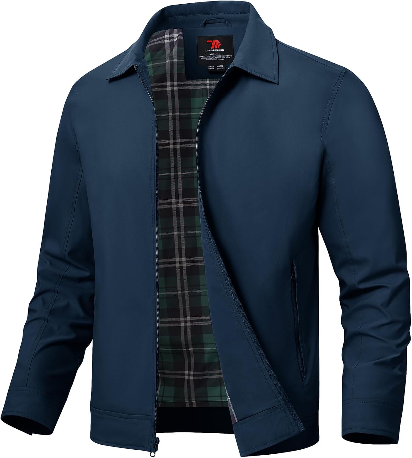 Mens Lightweight Jackets Light Windbreaker Full Zip Casual Work Jacket Golf Business Fall Track Coat with Pockets