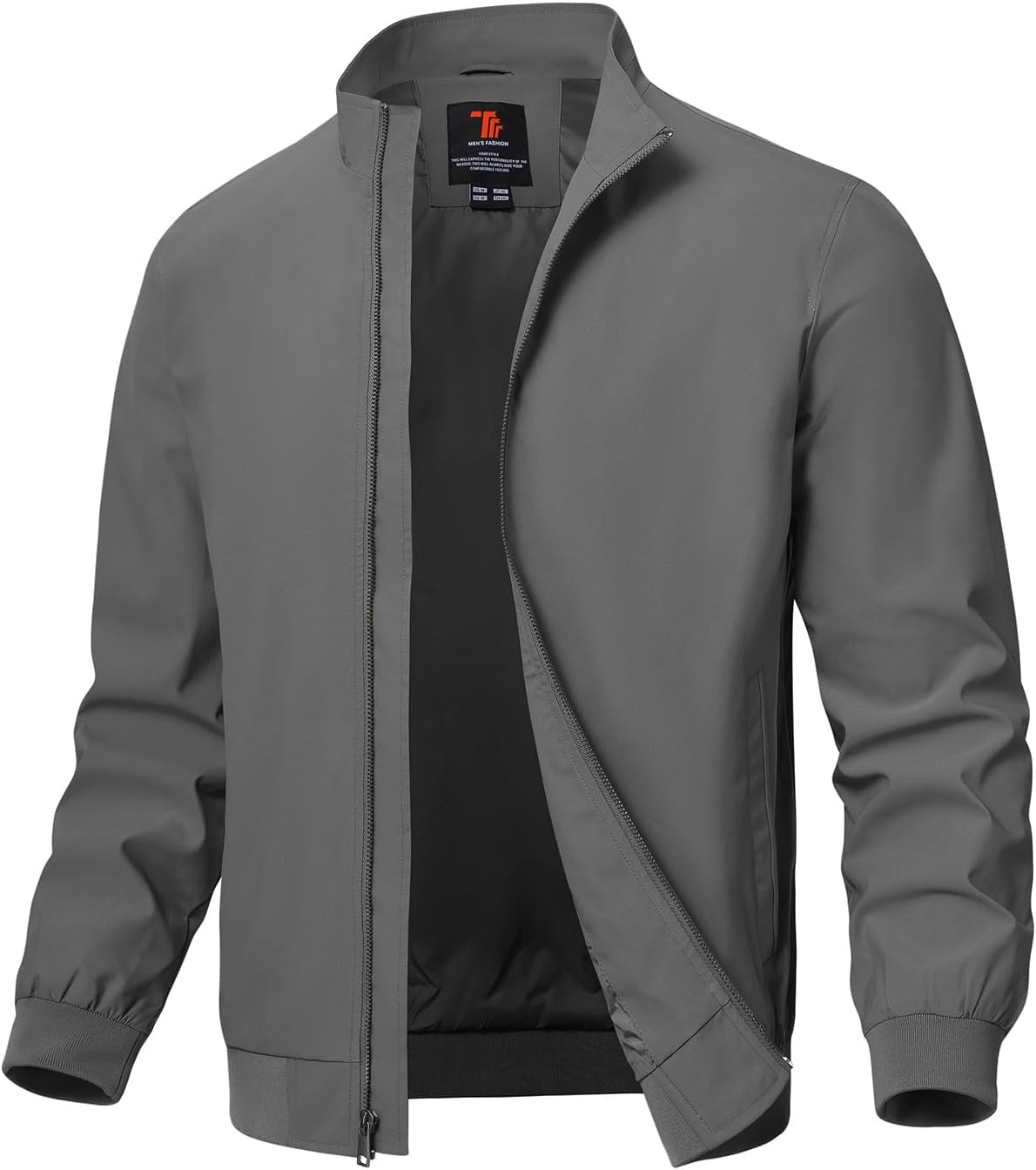 Mens Lightweight Jackets Light Windbreaker Full Zip Casual Work Jacket Golf Business Fall Track Coat with Pockets