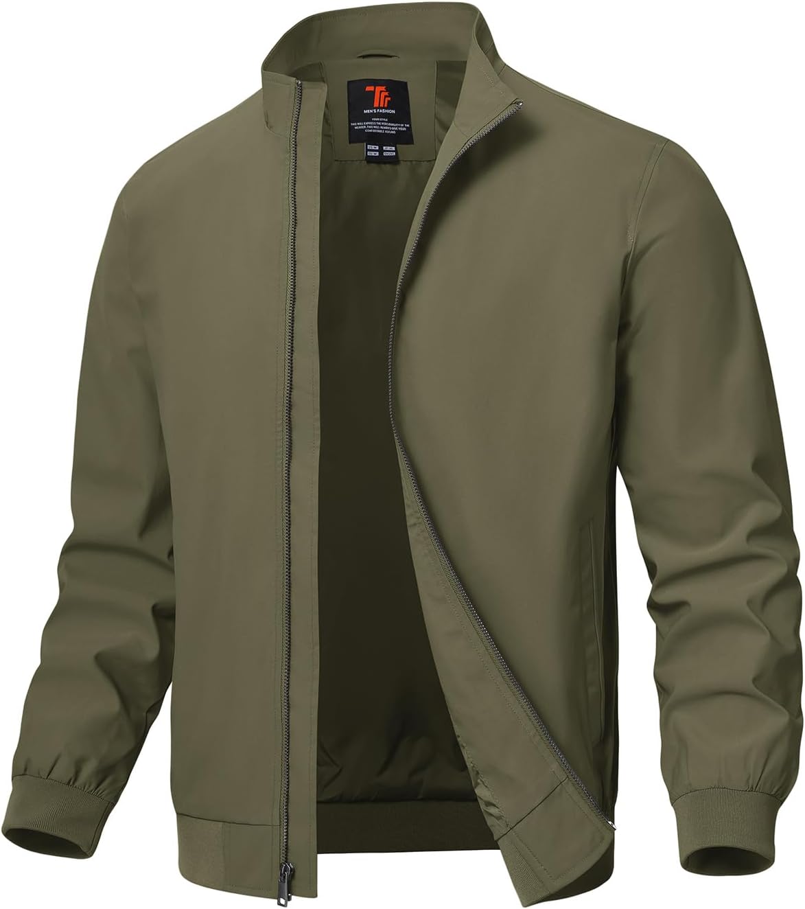 Mens Lightweight Jackets Light Windbreaker Full Zip Casual Work Jacket Golf Business Fall Track Coat with Pockets