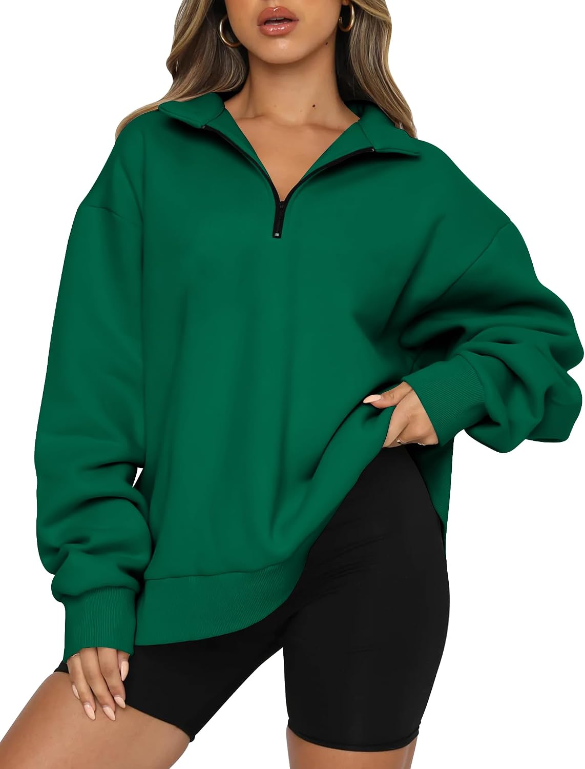 Women's Oversized Half Zip Fleece Sweatshirts-Cozy Pullover, Sweaters for Fall Winter
