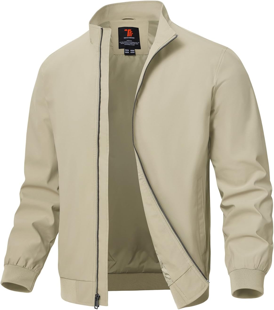 Mens Lightweight Jackets Light Windbreaker Full Zip Casual Work Jacket Golf Business Fall Track Coat with Pockets