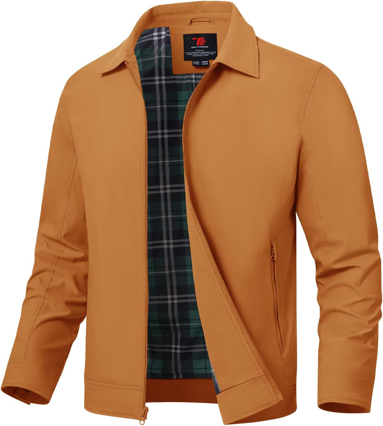 Mens Lightweight Jackets Light Windbreaker Full Zip Casual Work Jacket Golf Business Fall Track Coat with Pockets