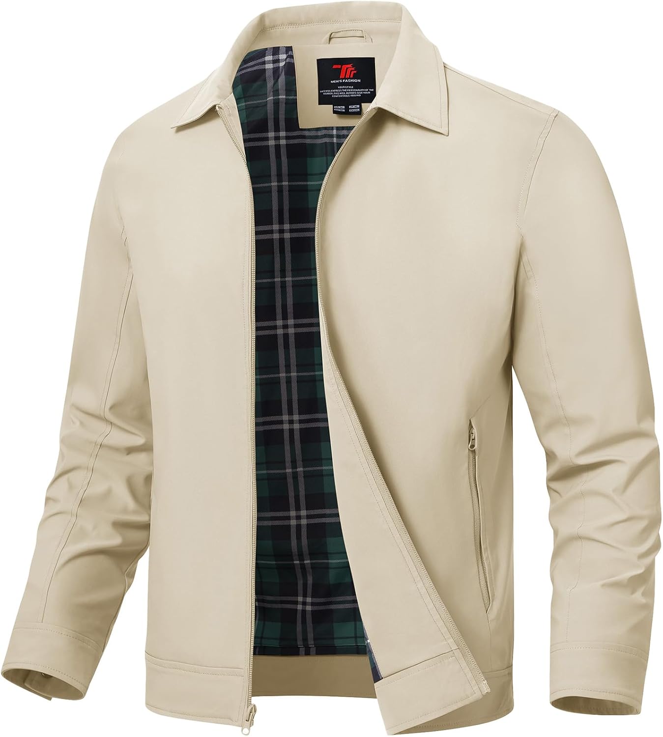 Mens Lightweight Jackets Light Windbreaker Full Zip Casual Work Jacket Golf Business Fall Track Coat with Pockets