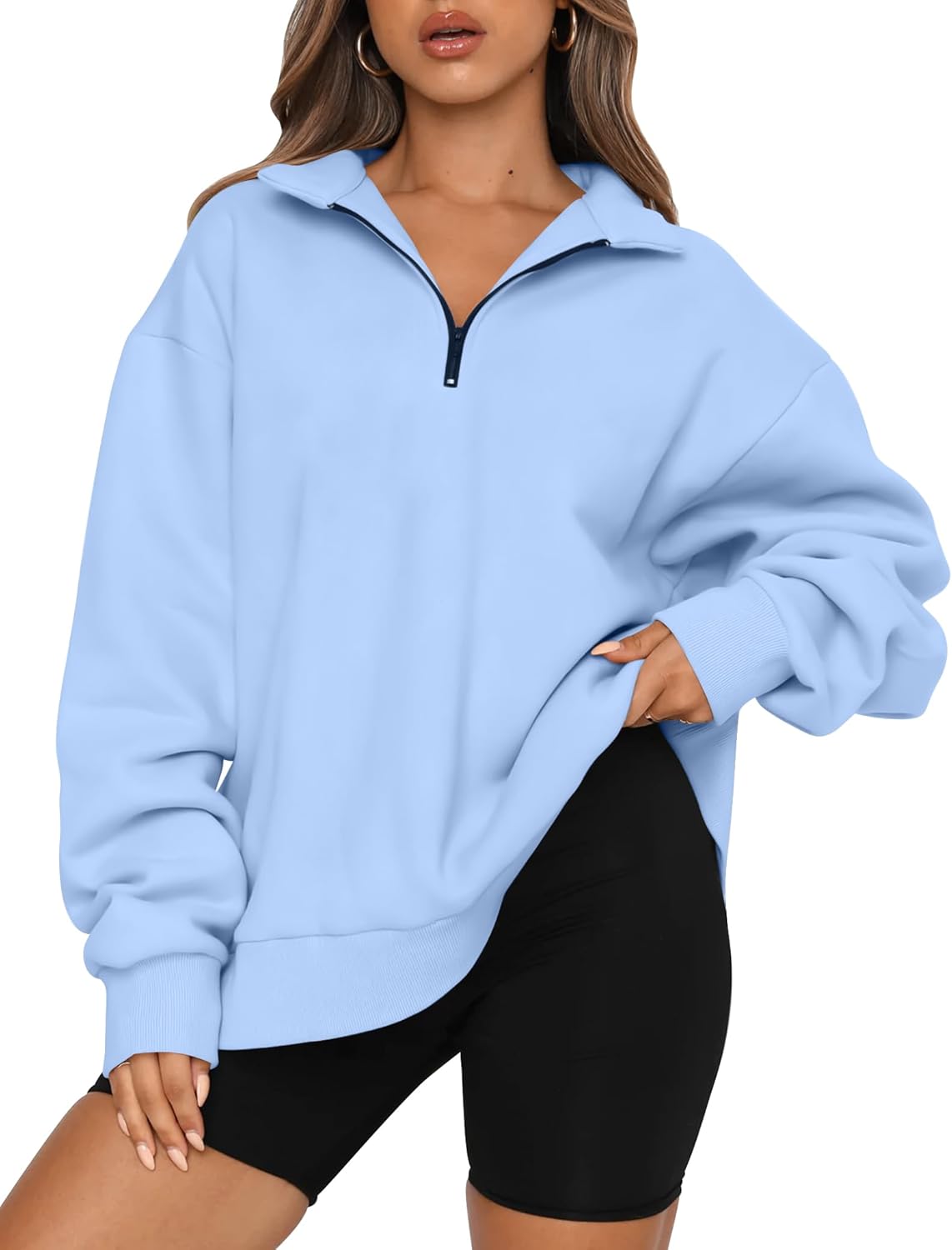 Women's Oversized Half Zip Fleece Sweatshirts-Cozy Pullover, Sweaters for Fall Winter