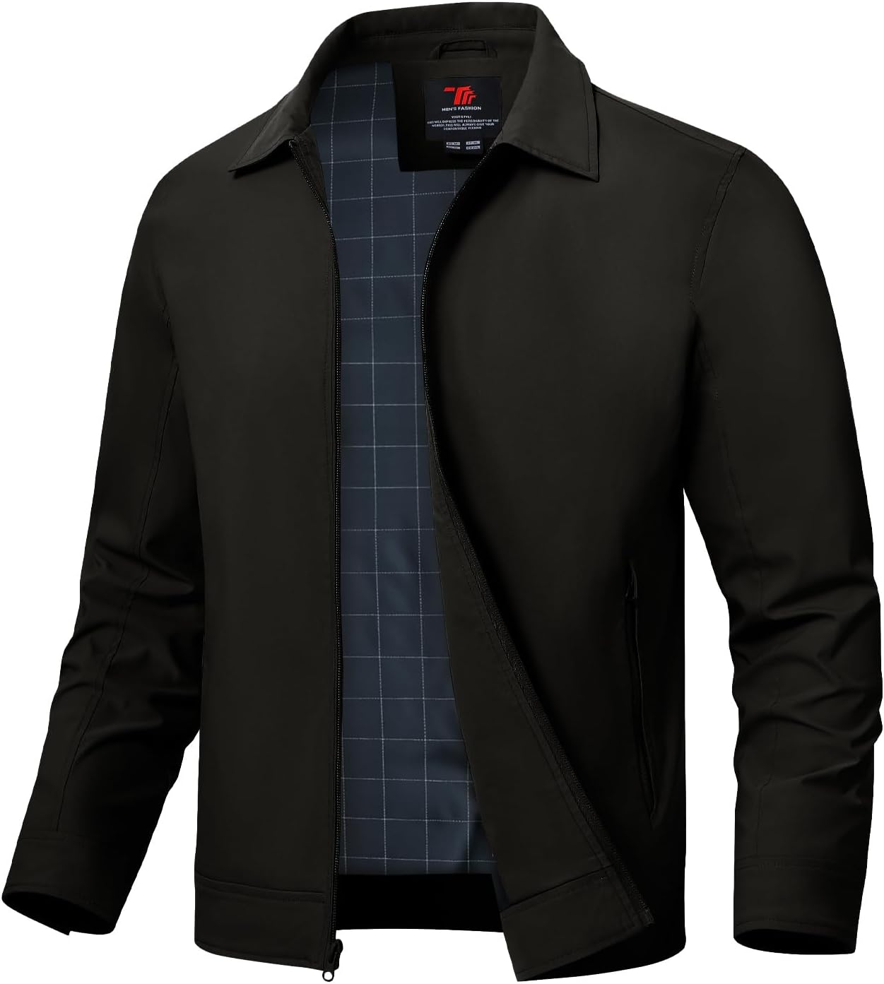 Mens Lightweight Jackets Light Windbreaker Full Zip Casual Work Jacket Golf Business Fall Track Coat with Pockets