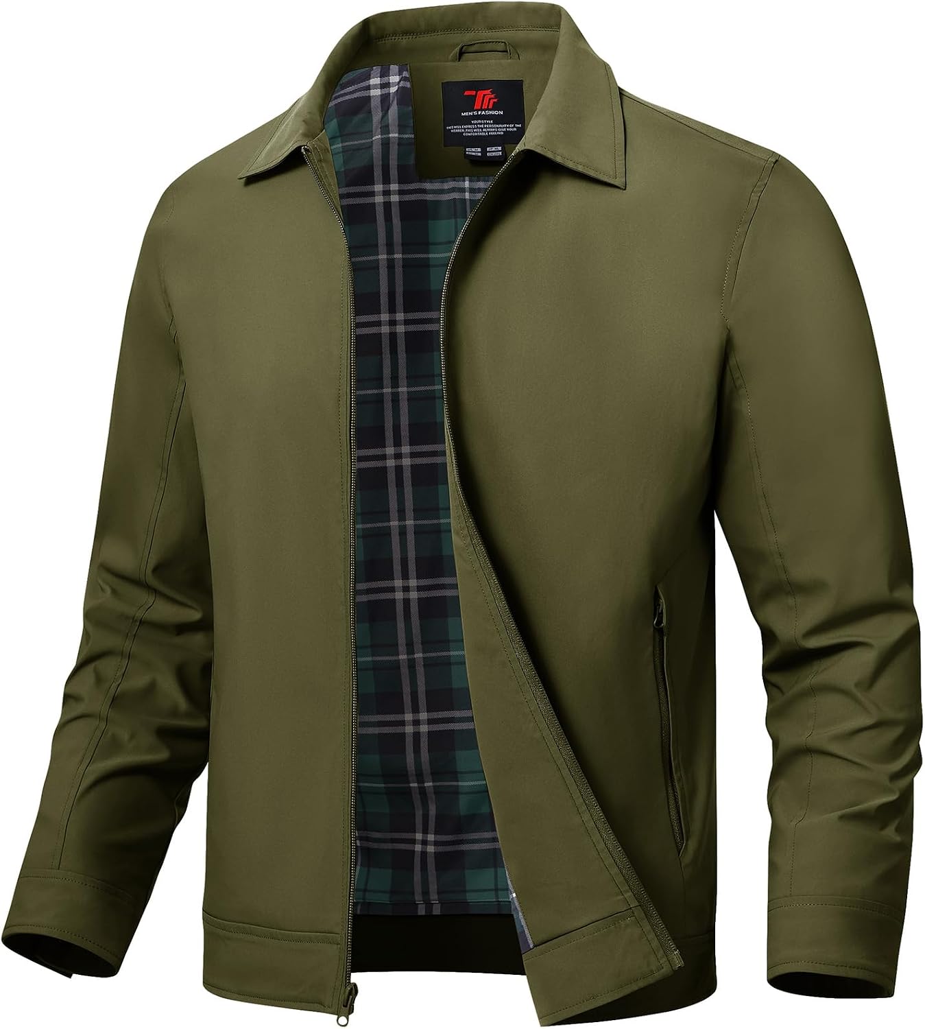 Mens Lightweight Jackets Light Windbreaker Full Zip Casual Work Jacket Golf Business Fall Track Coat with Pockets
