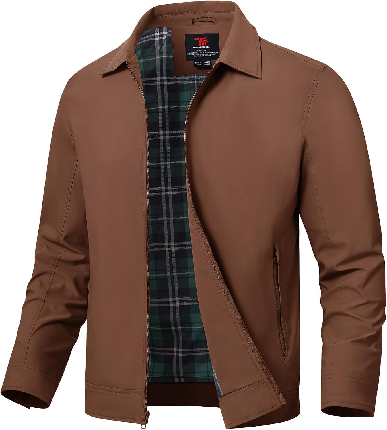 Mens Lightweight Jackets Light Windbreaker Full Zip Casual Work Jacket Golf Business Fall Track Coat with Pockets