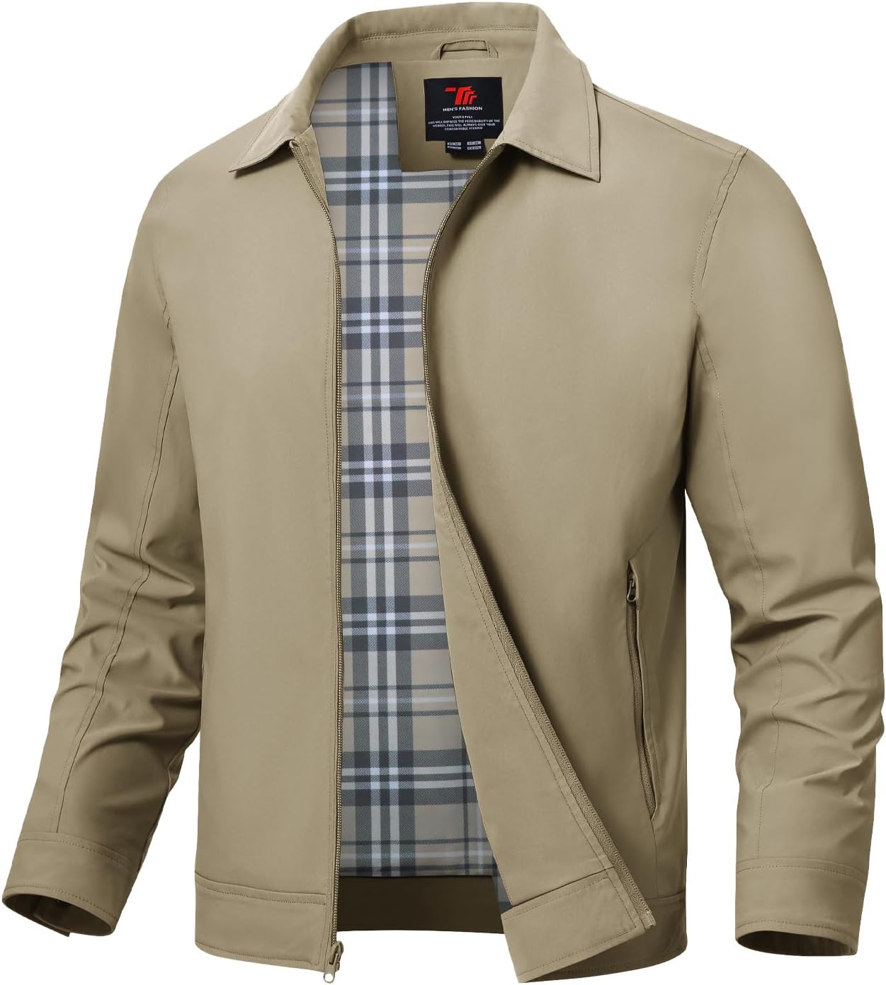Mens Lightweight Jackets Light Windbreaker Full Zip Casual Work Jacket Golf Business Fall Track Coat with Pockets