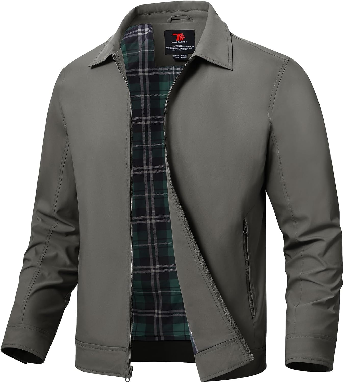 Mens Lightweight Jackets Light Windbreaker Full Zip Casual Work Jacket Golf Business Fall Track Coat with Pockets