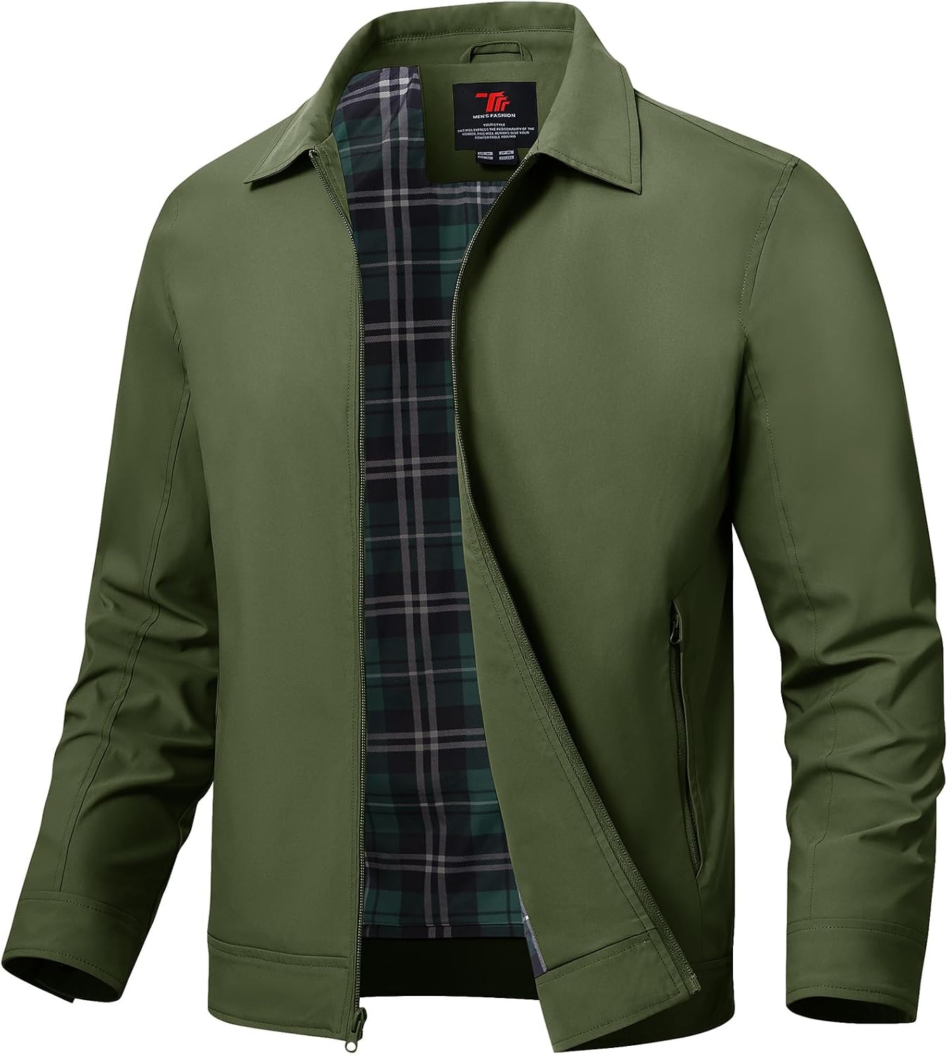 Mens Lightweight Jackets Light Windbreaker Full Zip Casual Work Jacket Golf Business Fall Track Coat with Pockets