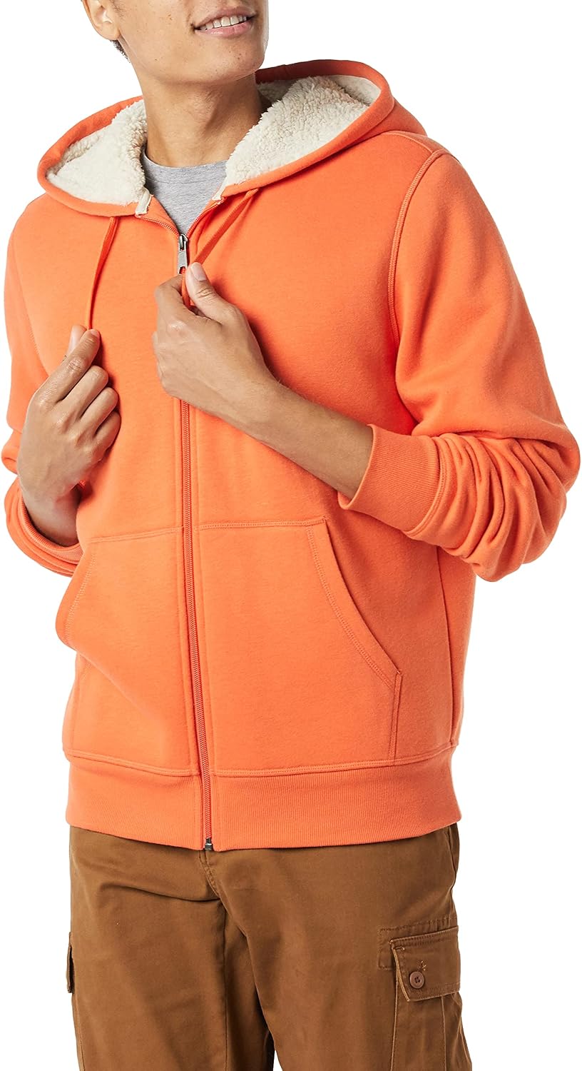 Men's Sherpa-Lined Full-Zip Fleece Hoodie Sweatshirt