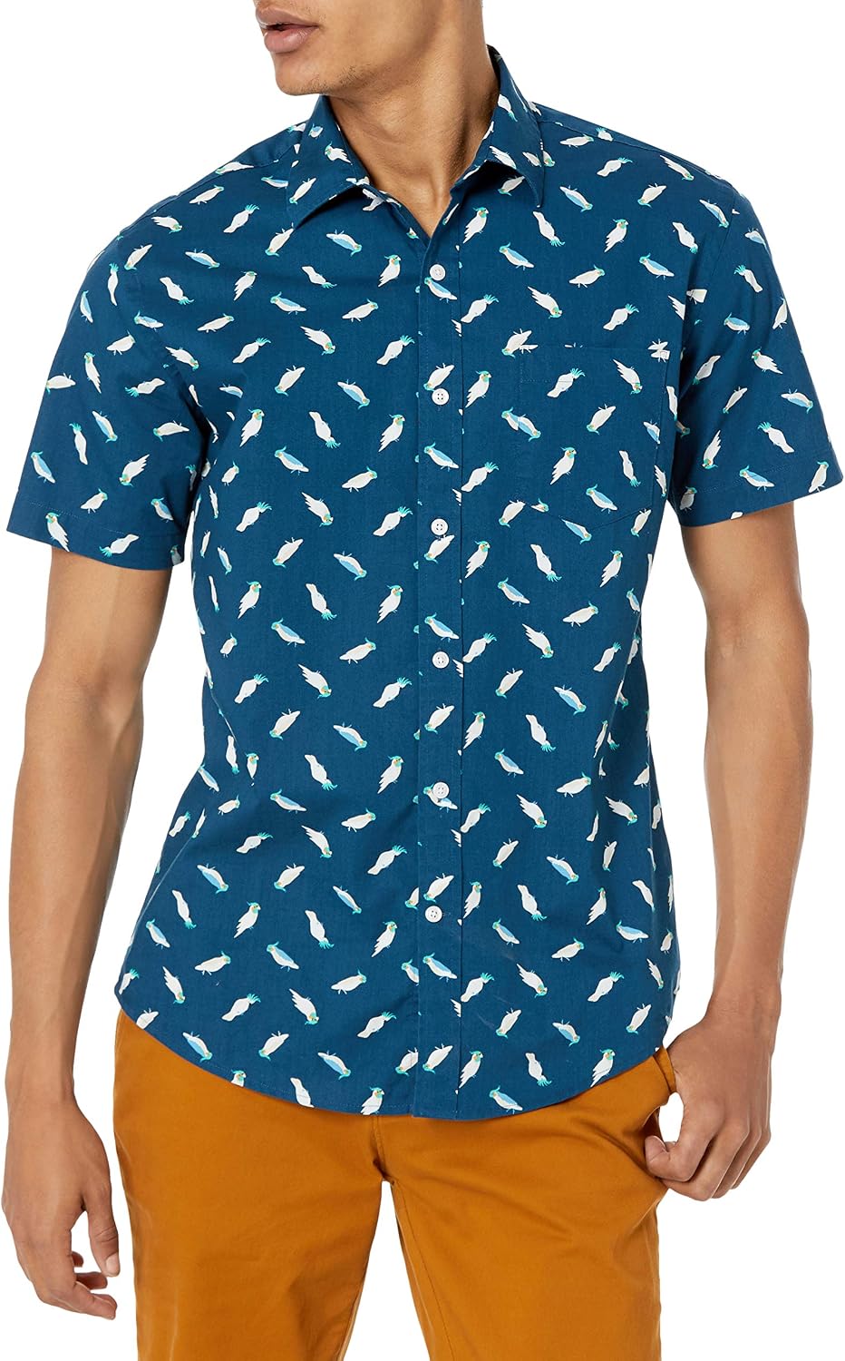 Essentials Men's Short-Sleeve Button-Down Print Shirt