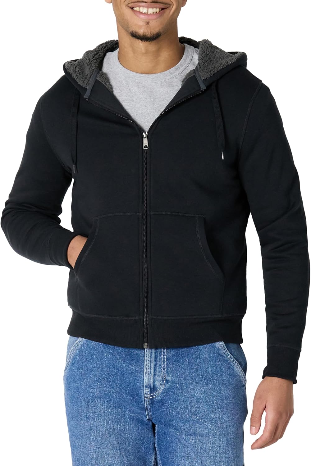 Men's Sherpa-Lined Full-Zip Fleece Hoodie Sweatshirt