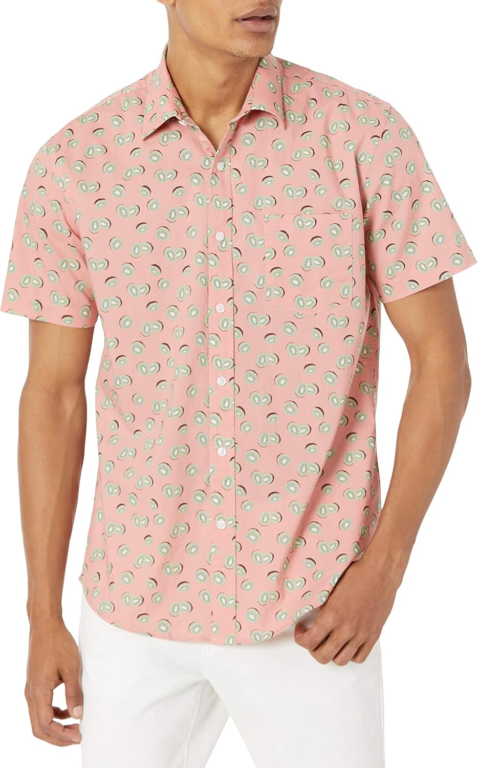 Essentials Men's Short-Sleeve Button-Down Print Shirt