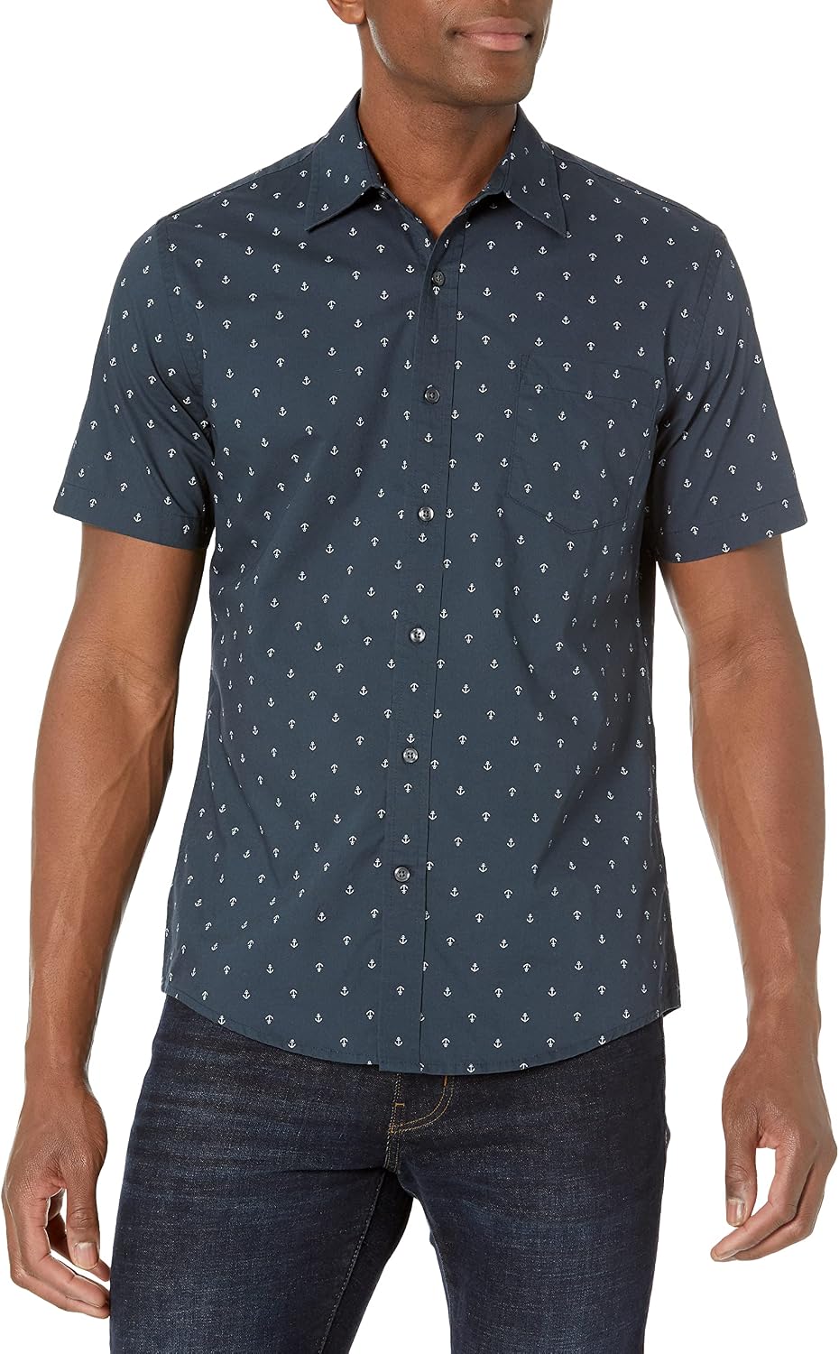 Essentials Men's Short-Sleeve Button-Down Print Shirt