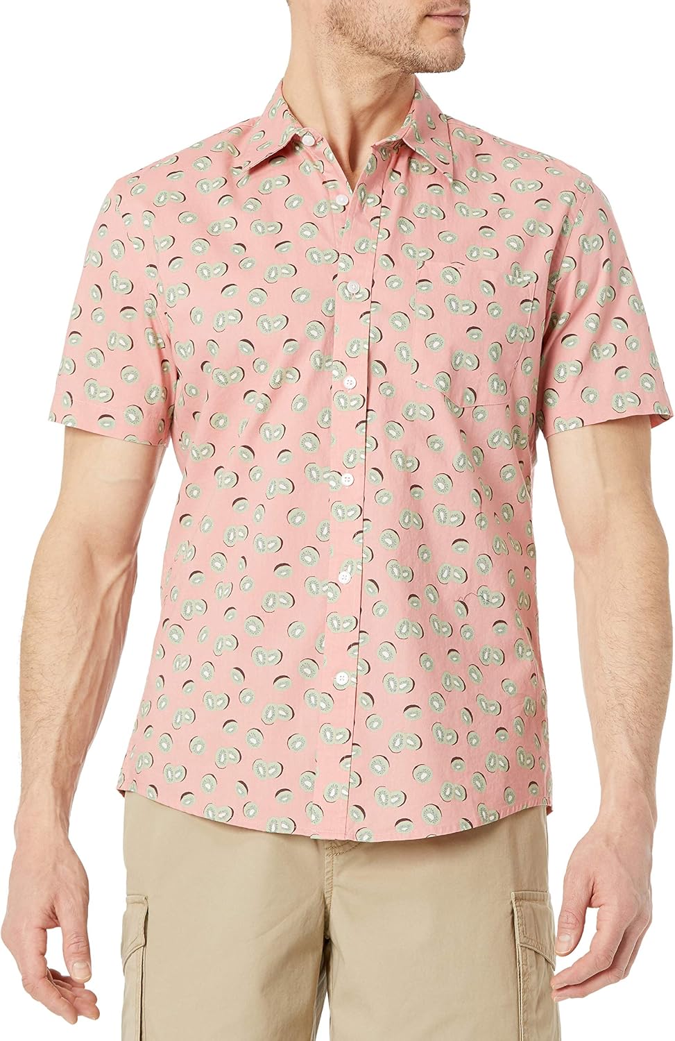 Essentials Men's Short-Sleeve Button-Down Print Shirt