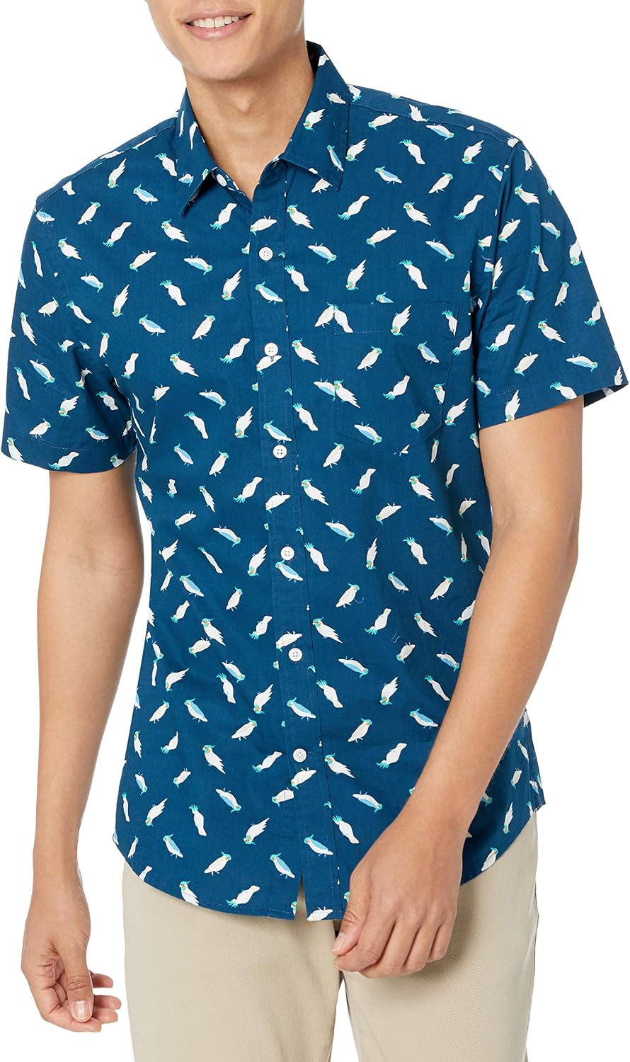Essentials Men's Short-Sleeve Button-Down Print Shirt