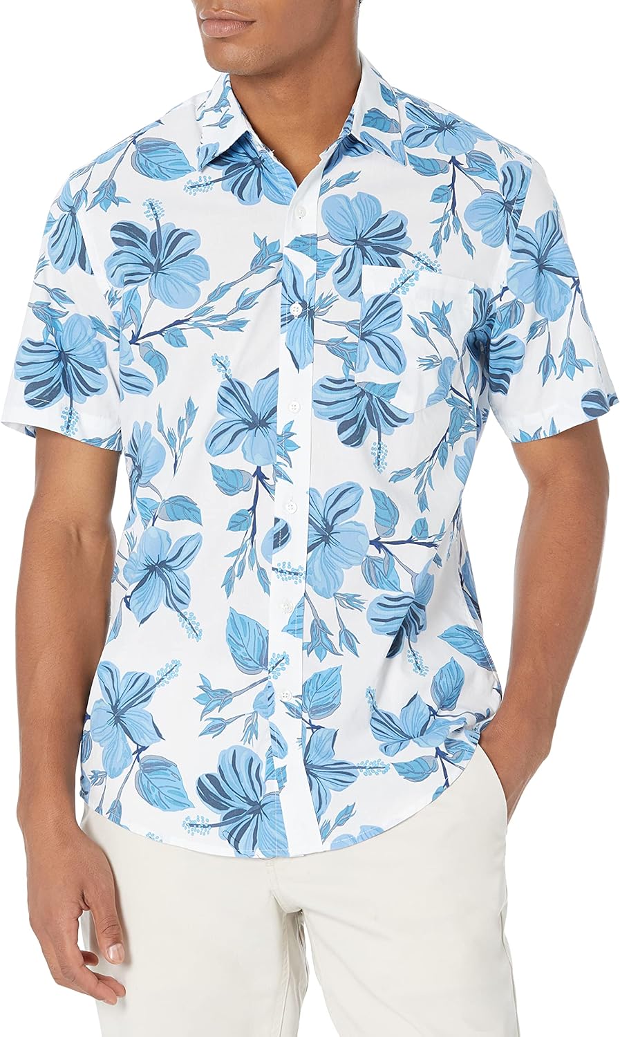 Essentials Men's Short-Sleeve Button-Down Print Shirt