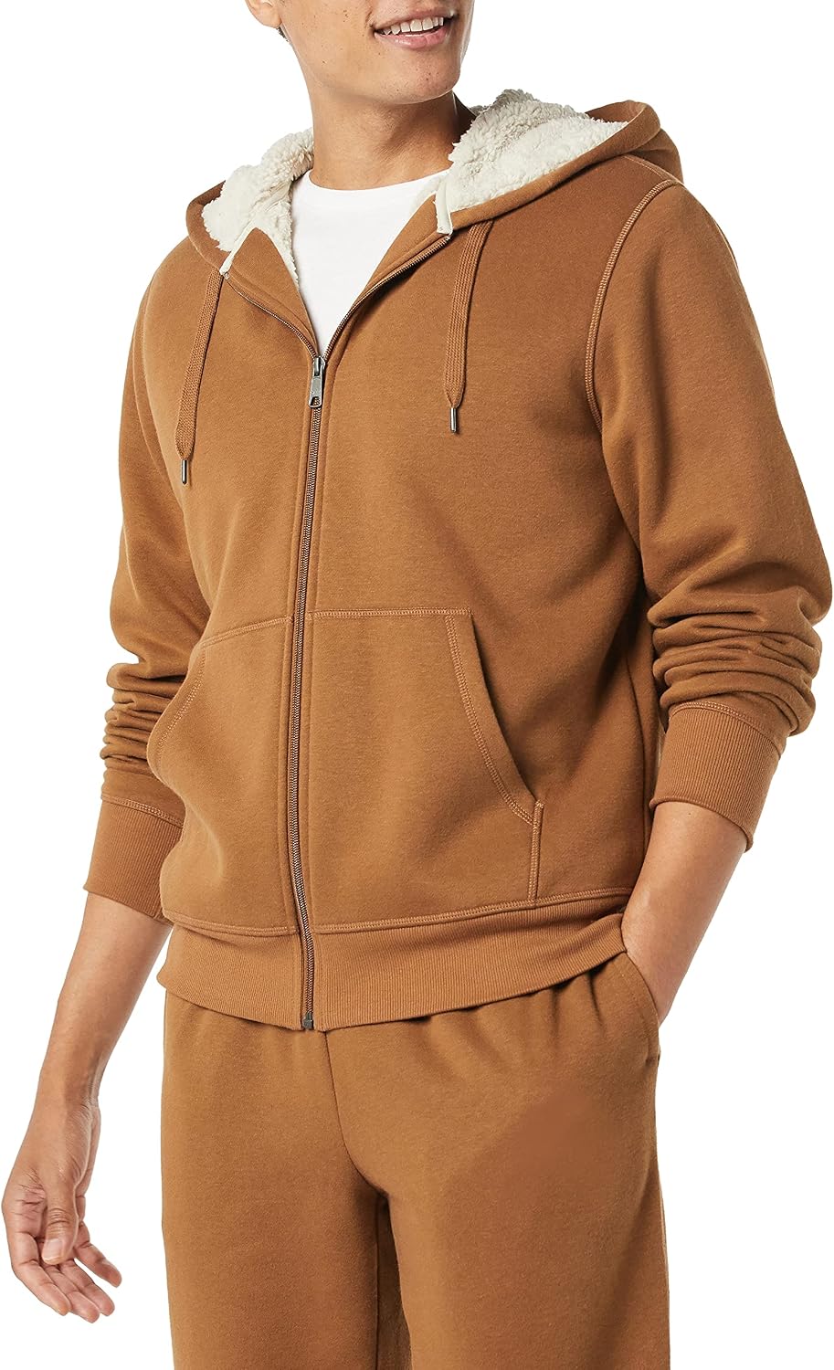 Men's Sherpa-Lined Full-Zip Fleece Hoodie Sweatshirt