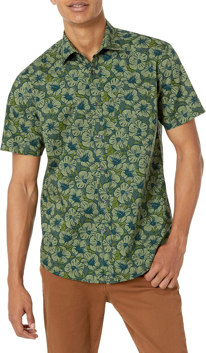 Essentials Men's Short-Sleeve Button-Down Print Shirt