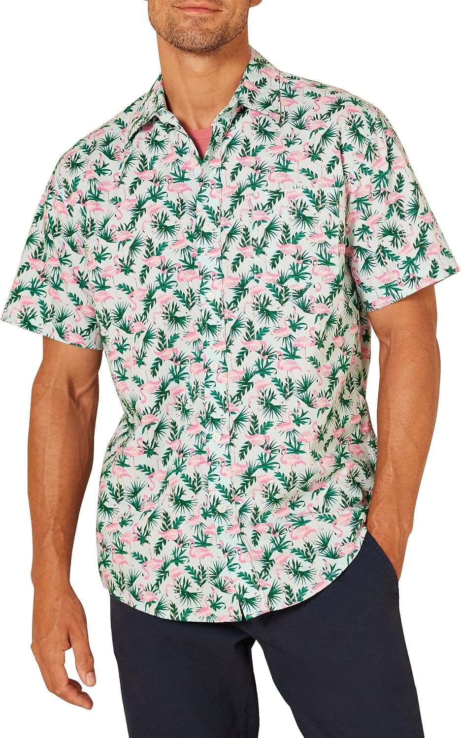Essentials Men's Short-Sleeve Button-Down Print Shirt