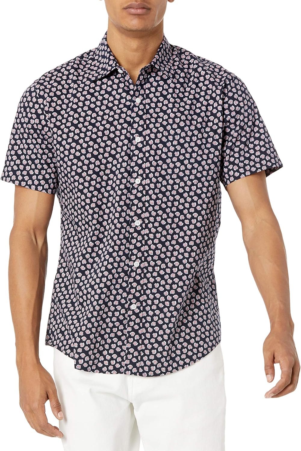 Essentials Men's Short-Sleeve Button-Down Print Shirt