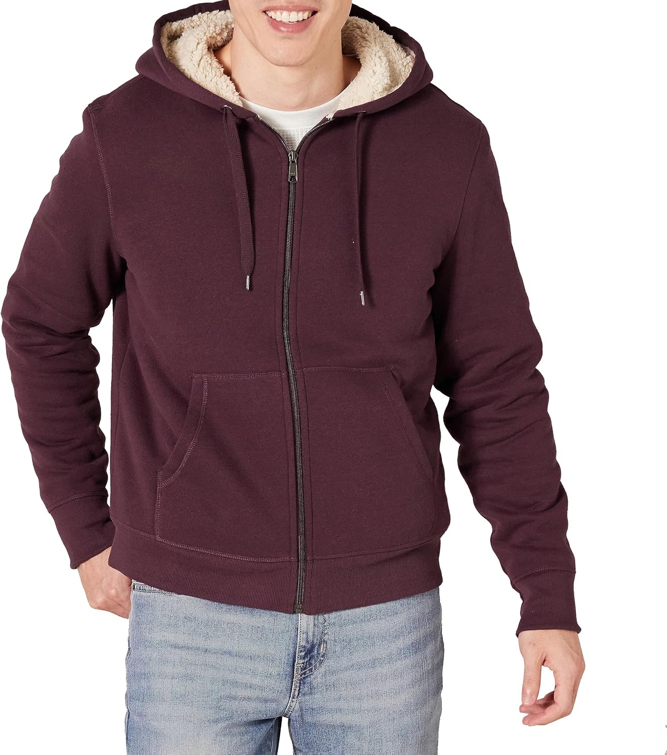 Men's Sherpa-Lined Full-Zip Fleece Hoodie Sweatshirt