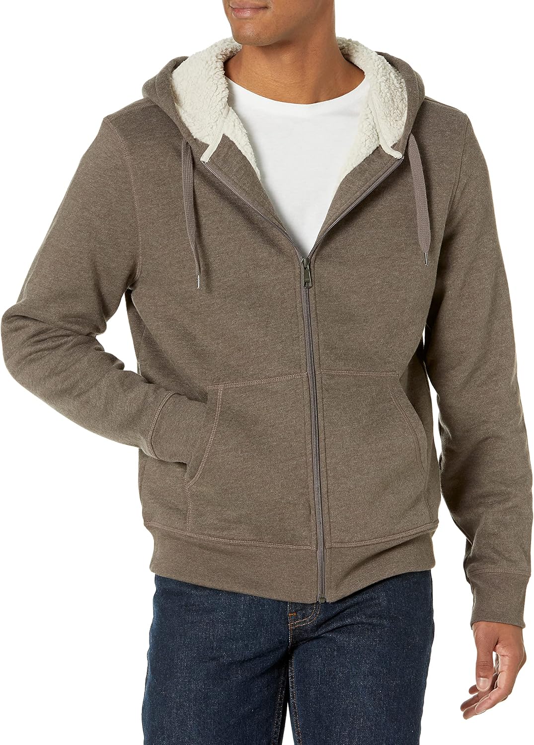 Men's Sherpa-Lined Full-Zip Fleece Hoodie Sweatshirt