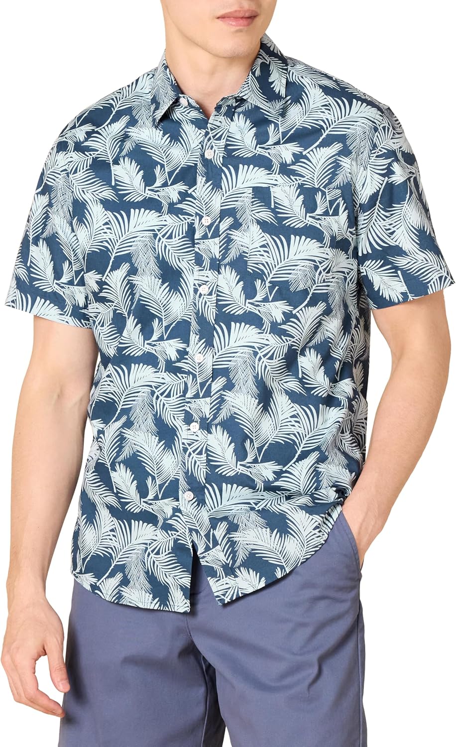 Essentials Men's Short-Sleeve Button-Down Print Shirt