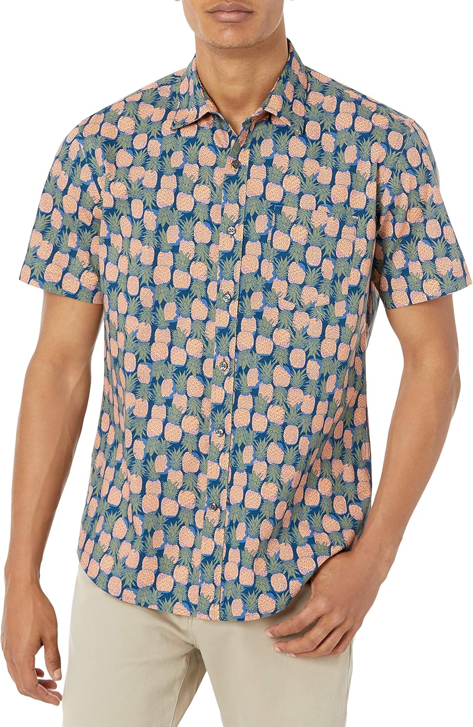 Essentials Men's Short-Sleeve Button-Down Print Shirt