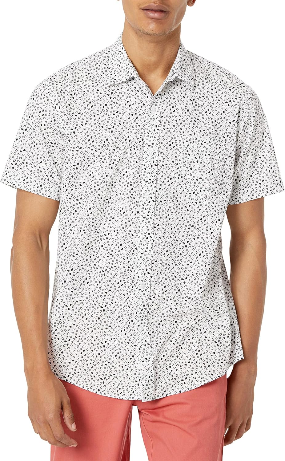 Essentials Men's Short-Sleeve Button-Down Print Shirt