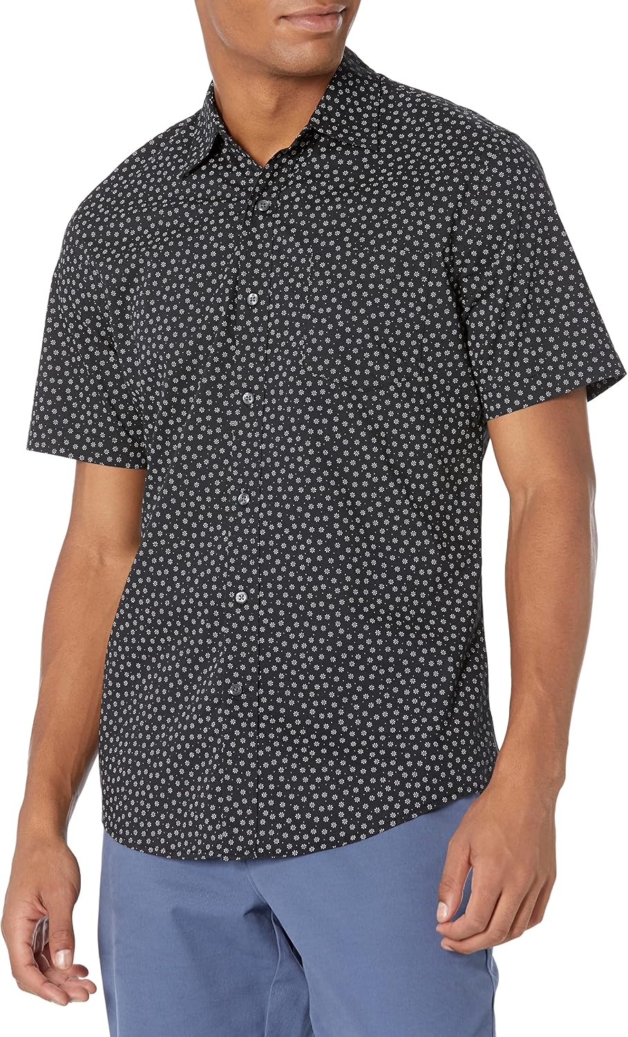 Essentials Men's Short-Sleeve Button-Down Print Shirt