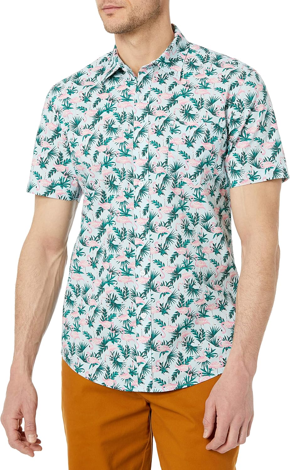 Essentials Men's Short-Sleeve Button-Down Print Shirt