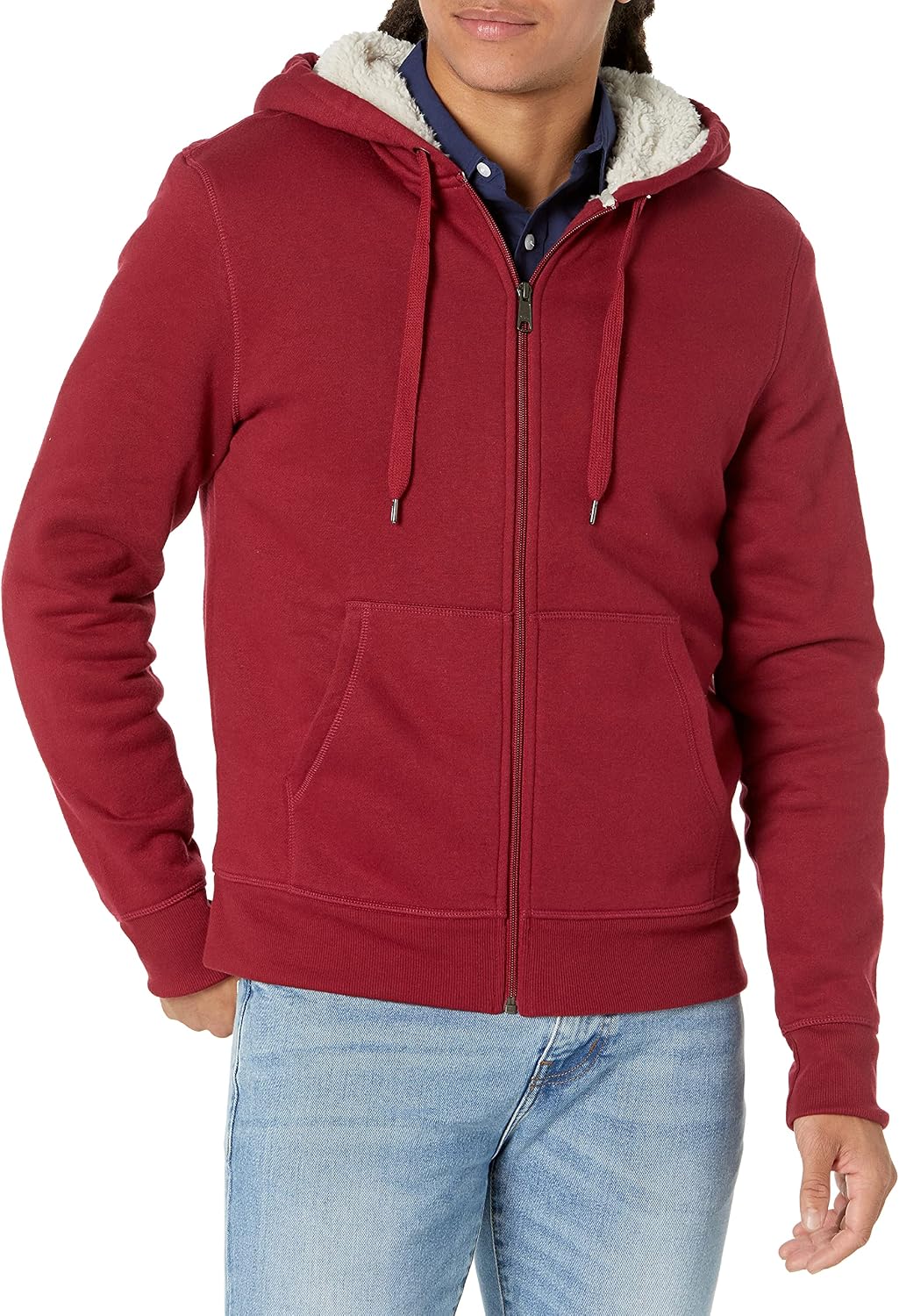 Men's Sherpa-Lined Full-Zip Fleece Hoodie Sweatshirt