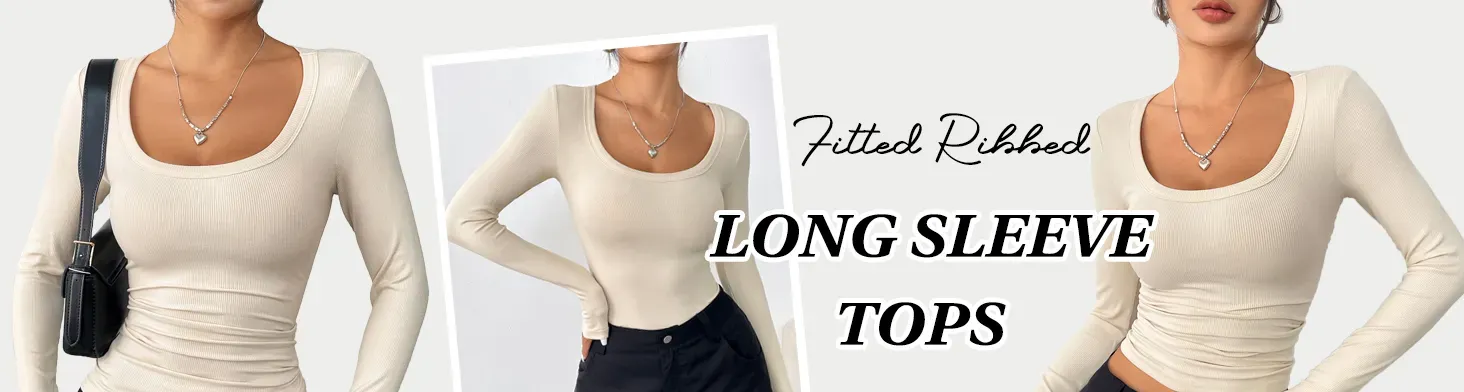 ribbed long sleeve tops